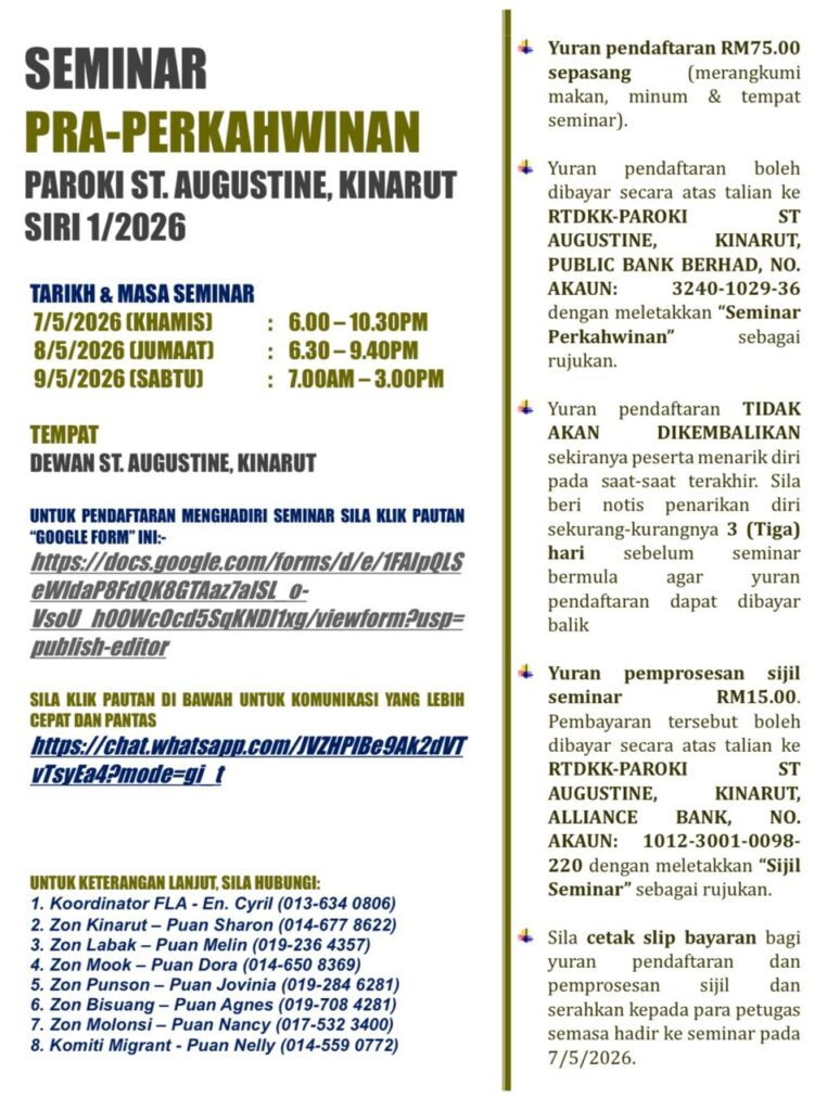 SEMINAR PRA-PERKAHWINAN PAROKI ST. AUGUSTINE, KINARUT